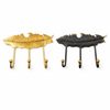 Brass feather hook rack with 3 hooks showing gold and antique finishes, wall mounted coat and towel hanger