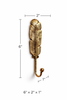 Brass feather wall hook dimensions showing size measurements