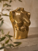 Close-up brass female torso sculpture with artistic curves, female form art for eclectic home decor, boudoir decor, maximalist decor, luxury gold sculpture