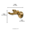 Size chart for solid brass fingering hand wall hook showing 8 inch (20.32 cm) length, 4 inch (10.16 cm) height, and 4 inch (10.16 cm) width.