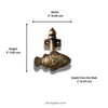Dimensions of brass fish wall hook in inches and centimeters for bathroom or wall hook use