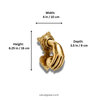 Dimensions and size guide for brass fist and ball door knocker (6.25 x 4 x 3.5 inches)