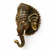 Two antique brass Ganesha wall hooks side by side showing small and large size comparison with intricate crown detail, elephant face sculpture and dark patina finish visible on both. Handcrafted Buddhist elephant wall hook for boho home decor, yoga room decor and housewarming gift. Created respectfully by professional Hindu artisans in Bali. Select size at checkout