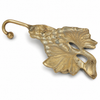 Side view of brass grape wall hook showing hook shape, sturdy metal towel hook, vintage wall hardware