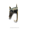 Antique aged brass horse wall hook, equestrian decor hook for tack room, stable wall, or entryway.