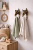 Brass horse wall hooks in kids room nursery decor, pony themed towel hooks and backpack hangers
