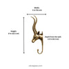 Dimensions of brass impala wall hook in inches and centimeters for animal wall decor use