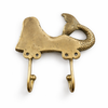 Back view of brass mermaid double wall hook showing mounting plate and hook placement