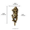 Brass mermaid single wall hook dimensions diagram showing width 2.5 inch (6.35 cm), height 8 inch (20.32 cm) and depth 1 inch (2.54 cm). Handcrafted gold brass mermaid decorative key hook and towel hook for coastal nautical home decor, beach house bathroom decor and new home housewarming gift