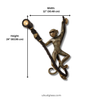 Dimensions of the brass monkey wall lamp: 24 in (60.96 cm) high and 12 in (30.48 cm) wide, extending 7 in (17.78 cm) from the wall, with a 6 ft (1.83 m) cord and US plug. Handmade plug-in hanging monkey sconce from Ubud, Bali.