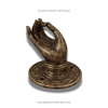 Shuni mudra right hand brass door pull size 3 in antique finish, brass hand sculpture cabinet hardware