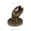 Shuni mudra right hand brass door pull size 3 antique finish, cabinet and drawer pull hardware close view