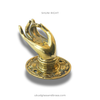 Shuni mudra right hand brass door pull size 3 gold finish, brass hand sculpture cabinet pull and drawer pull