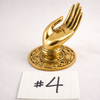 Solid brass mudra hand wall hook Size 4 in gold finish, close-up product hero image.