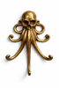 Close up of a brass octopus wall hook in a polished gold finish