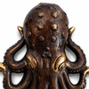 Detailed brass octopus sculpture wall hook nautical ocean decor accent