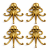 Gold brass octopus wall hook set of 4 luxury kraken coat hooks nautical bathroom decor