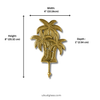 Brass palm tree wall hook dimensions diagram – 8 inches tall 20.32 cm – 4 inches wide 10.16 cm – 1 inch depth 2.54 cm – available in polished gold and matte black – palm tree coat hook towel hook key hook – tropical boho beach house coastal home decor – made in Bali UbudGlassandBrass
