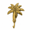 Brass palm tree wall hook front view on white background showing full palm tree sculpture and hook detail in polished gold brass – banana tree hook – palm tree coat hook key hook towel hook – tropical boho beach coastal home decor – handcrafted solid brass made in Bali