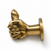 Brass penis hand wall hook angled view on white background showing full hand sculpture fist detail and mounting plate – funny quirky adult after dark decor – man cave dungeon kinky home decor – bachelorette bachelor housewarming white elephant gift – polished gold brass Bali