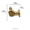 Brass penis hand wall hook dimensions diagram – 3.5 inches tall 8.89 cm – 3.5 inches wide 8.89 cm – 2 inch depth 5.08 cm – funny adult after dark quirky decor – man cave dungeon kinky home decor – bachelorette housewarming gift – polished gold brass Bali UbudGlassandBrass