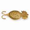 Brass pineapple double wall hook front view on neutral background showing complete pineapple sculpture crown detail and double hook design in polished gold – pineapple hook pineapple wall hook brass pineapple – tropical boho coat hook – housewarming gift – solid brass Bali