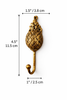 Small brass pineapple wall hook dimensions with size measurements
