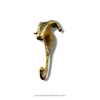 Gold finish brass ram head wall hook close up, sculptural animal wall decor