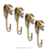 Brass ram head wall hook set of 4 in gold finish, animal wall hooks bundle