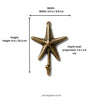 Brass sea star wall hook dimensions: width, height, and depth in inches and cm