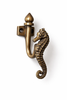 Front view of brass seahorse wall hook for coastal decor nautical interiors and beach house bathrooms