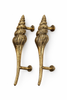 Pair of solid brass seashell door handles designed for coastal nautical double doors