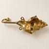 Brass shell spiral hook in an antique patina finish, side view showing spiral shell detail