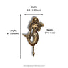 Size chart for brass starfish mermaid wall hook showing 2.5 inch (6.5 cm) width, 8 inch (20 cm) length, and 1 inch (3 cm) depth.