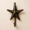 Brass sea star wall hook on cream background, nautical bathroom decor