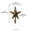 Dimensions of the brass textured starfish wall hook: 6 in (15.2 cm) high, 3.5 in (8.9 cm) wide and 1 in (2.5 cm) deep from the wall. Handmade cast brass sea star towel hook from Ubud, Bali.