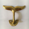 Wall hook size guide for brass whale tail hook showing height, width, and depth. Ideal for bathroom towel hooks, entryway coat hooks, and coastal home decor