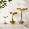 Brass whale tail wall hooks in three sizes small medium large, coastal wall hook set for bathroom or entryway