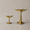 Brass whale tail wall hook size comparison small and large, coastal bathroom towel hook decor