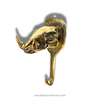 Front angle of brass wild boar skull wall hook—decorative hook for coat, towel, or jewelry