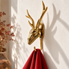 Brass Deer Skull Wall Hook – Gothic Antler Coat Hook in Gold or Dark Antique