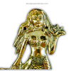 Gold  mermaid figurine with a white background close up