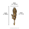 Mermaid hook with dimensions labeled on a white background