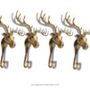 4 pieces of brass reindeer wall hook with white background