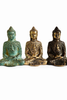 Set of 3 Buddha statues gold antique turquoise finishes meditation decor