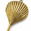 Close-up of brass clam shell wall hook showing shell texture and handcrafted detail