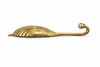 Side profile of brass clam shell wall hook showing curved coastal hook design