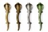 Cobra door handle finishes available in gold, antique brass, silver and green patina solid brass snake pulls
