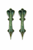 Pair of cobra door handles in green patina verdigris finish, solid brass snake door pull set