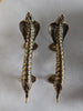 Real photo of cobra door handle set (pair), solid brass snake door pulls for double front doors